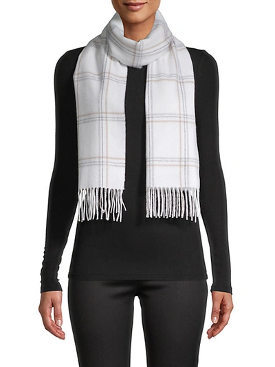 Saks Fifth Avenue Check Cashmere Scarf In White