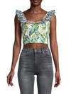 ALL THINGS MOCHI WOMEN'S LEAF-PRINT CROPPED TOP,0400013062994