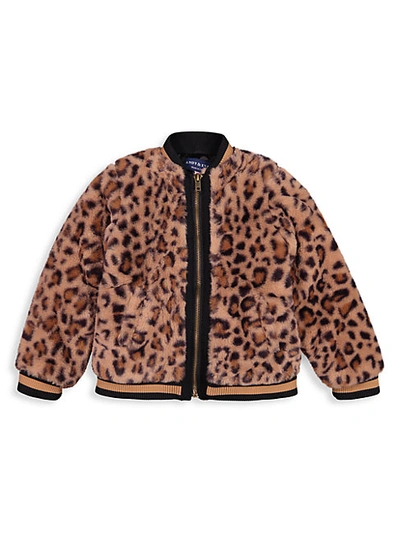 Andy & Evan Kids' Little Girl's & Girl's Cheetah-print Faux Fur Bomber Jacket In Beige Cheetah