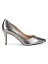 Karl Lagerfeld Textured Leather Pumps In Silver