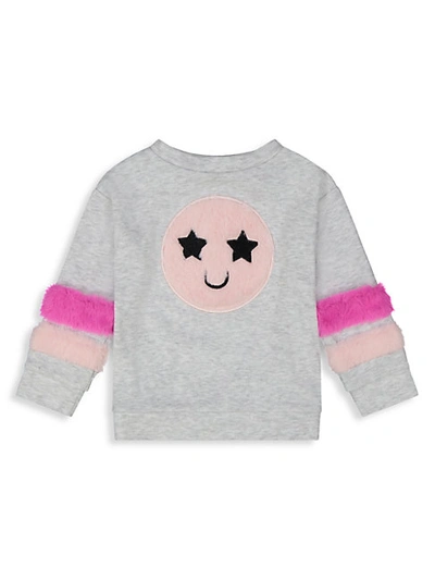 Andy & Evan Baby Girl's Smiley Face 2-piece Sweatshirt & Trouser Set In Heather Grey