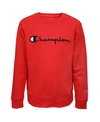 CHAMPION BIG BOYS EMBROIDERED SIGNATURE FLEECE CREW SWEATSHIRT