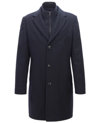 Hugo Boss Boss Men's Wool Cashmere Coat In Dark Blue
