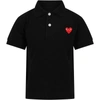 COMME DES GARÇONS PLAY BLACK POLO T-SHIRT FOR KIDS WITH LOGO,11550281