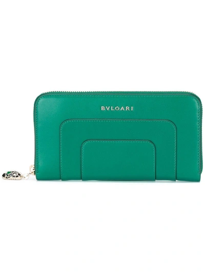 Bvlgari Zip Up Wallet In Green