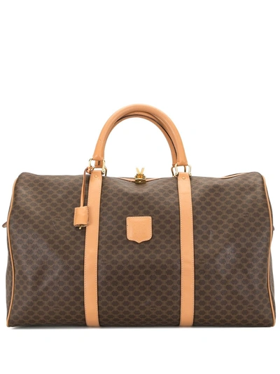 Pre-owned Celine  Macadam Pattern Holdall Bag In Brown