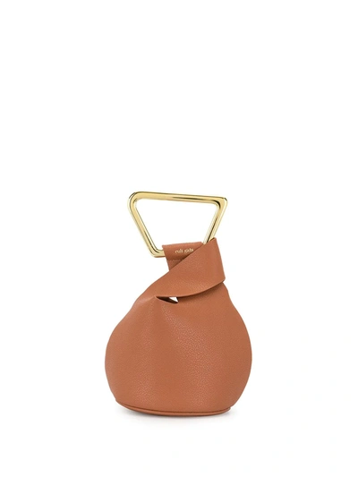 Cult Gaia Astraea Mini Brown Leather Top Handle Bag