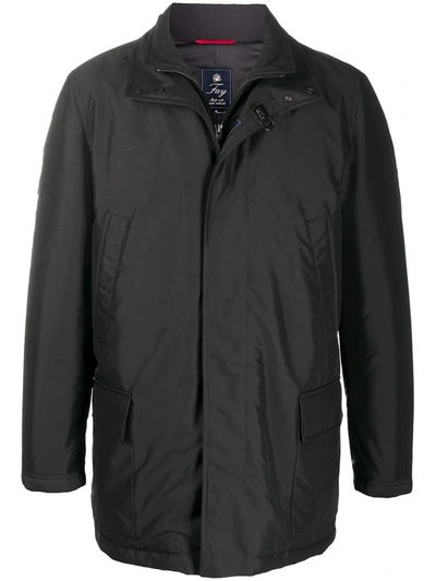 Fay Concealed-fastening Parka Coat In Black