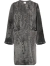 Furling By Giani Oversized Shearling Coat In Grey
