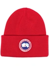 Canada Goose Arctic Logo Patch Wool Beanie In Red