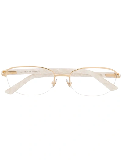Cartier C Décor Rimless Oval-frame Glasses In White