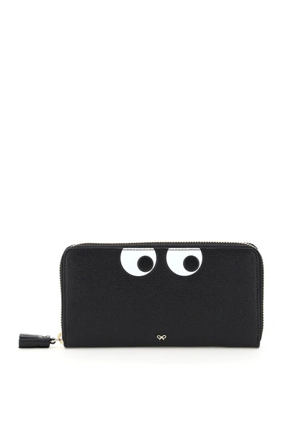 Anya Hindmarch Large Zip Around Wallet Eyes In Black