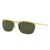 RAY BAN OLYMPIAN II DELUXE SUNGLASSES GOLD FRAME GREEN LENSES 60-16