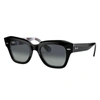 Ray Ban State Street Sunglasses Black Frame Blue Lenses 49-20 In Black