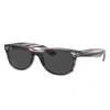Ray Ban New Wayfarer Color Mix Sunglasses Striped Grey Frame Grey Lenses 55-18 In Striped Grey