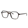 Ray Ban John Optics Eyeglasses Shiny Havana Frame Clear Lenses 49-18 In Shiny Havana
