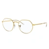 Ray Ban Jack Optics Eyeglasses Shiny Gold Frame Clear Lenses 51-20 In Shiny Gold