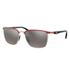 Ray Ban Rb3673m Scuderia Ferrari Collection Sunglasses Black Frame Silver Lenses Polarized 56-17 In Black