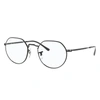 Ray Ban Jack Optics Eyeglasses Shiny Black Frame Clear Lenses Polarized 49-20 In Shiny Black
