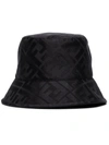 FENDI JACQUARD FF-LOGO EMBROIDERED BUCKET HAT