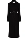 Valentino Belted Double-breasted Wool And Silk-crepe De Chine Coat In Black