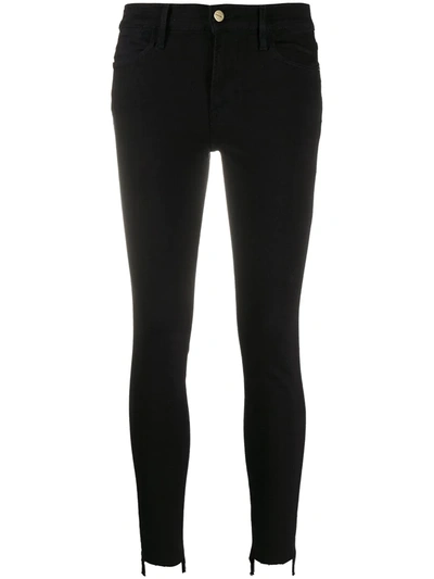 Frame Cropped Skinny Trousers In Black