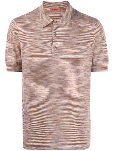 Missoni Striped Pattern Cotton Polo In Brown