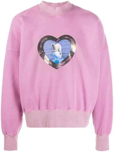 We11 Done Polar Bear Crew Neck Sweatshirt In Pink