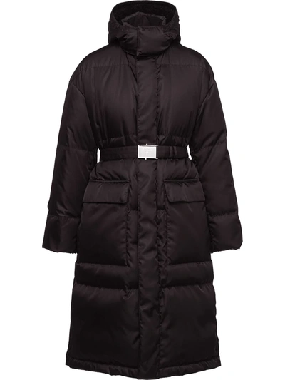 Prada Re-nylon Puffer Coat In Black