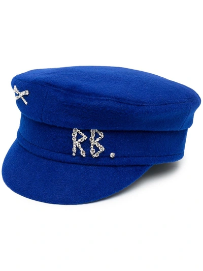 Ruslan Baginskiy Velvet Narrow Brim Hat In Blue