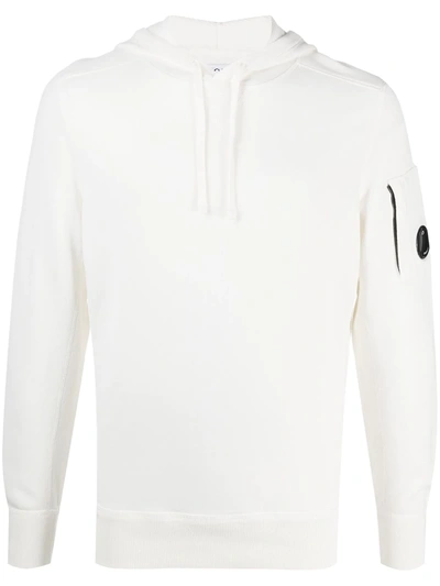 C.p. Company Lens Cotton Hoodie In White