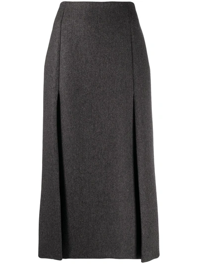 Prada Pleat Detailed Midi Skirt In Grey