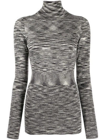 Joseph Space-dyed Wool Turtleneck Sweater In Black/white