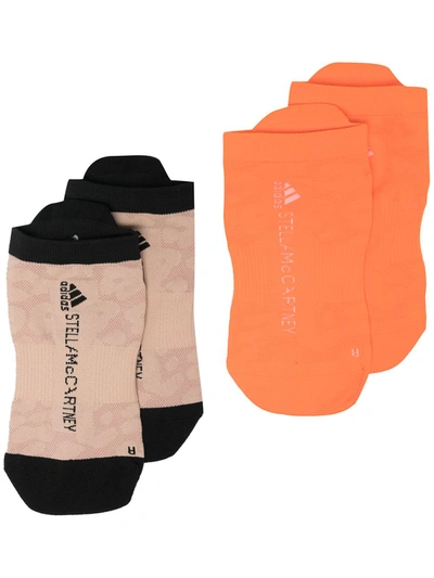 Adidas By Stella Mccartney Two-pack Running Hidden Socks In Orange