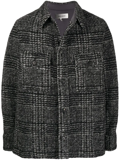 Isabel Marant Houndstooth Pattern Overshirt Jacket In Grey