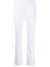 Mother The Tomcat Roller Distressed High-rise Flared Jeans In White
