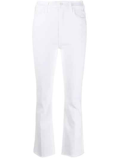 Mother The Tomcat Roller Distressed High-rise Flared Jeans In White