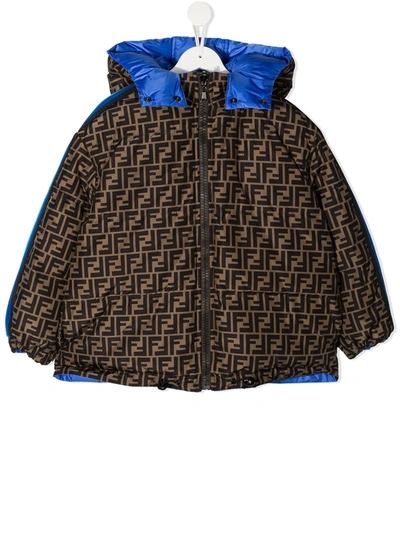 Fendi Kids' Reversible Padded Jacket In Brown