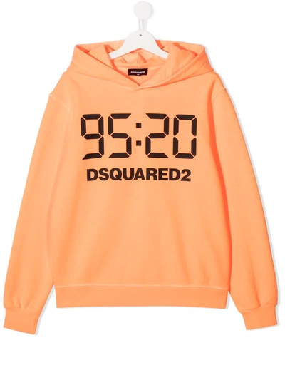 Dsquared2 Teen Logo-print Hoodie In Orange