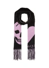 Alexander Mcqueen Skull & Heart Intarsia Wool Blend Scarf In Black,purple