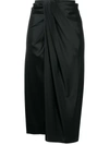 HELMUT LANG DRAPED MIDI SKIRT