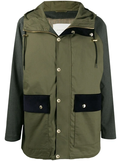 Mackintosh Panelled Hooded Parka In Green