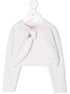 MISS BLUMARINE SCALLOP-EDGE CROPPED CARDIGAN