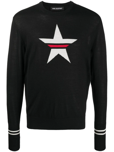 Neil Barrett Star Crew Neck Jumper In Black