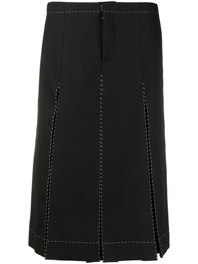 Maison Margiela Pleated Mid-length Skirt In Black