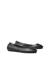 Tory Burch Logo-plaque Leather Ballerina Pumps In Perfect Black