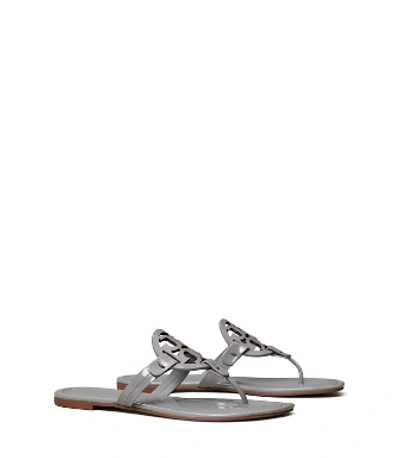 Tory Burch Mini Miller Jelly Flat Thong Sandals In River Rock/silver