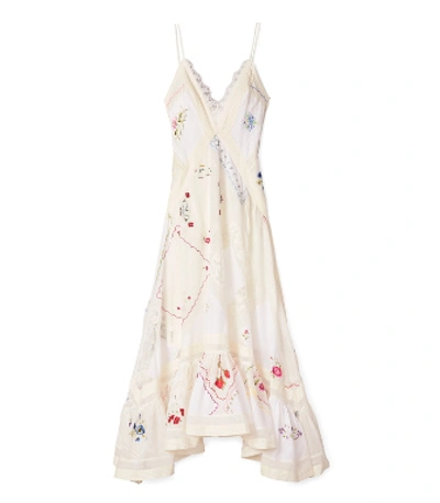 Tory Burch Handkerchief Embroidered Gown In White | ModeSens