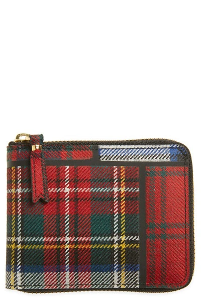 Comme Des Garçons Tartan Patchwork Wool Wallet In Red