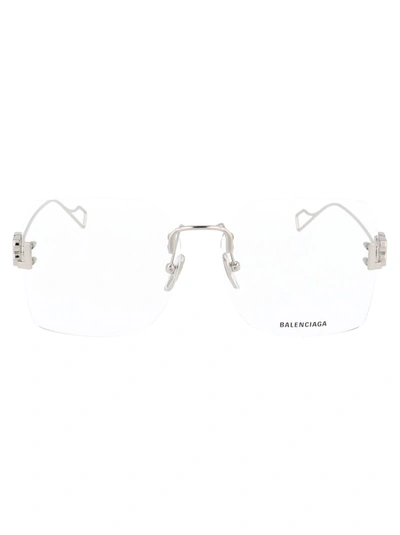 Balenciaga Bb-logo Square Glasses In 002 Silver Silver Transparent
